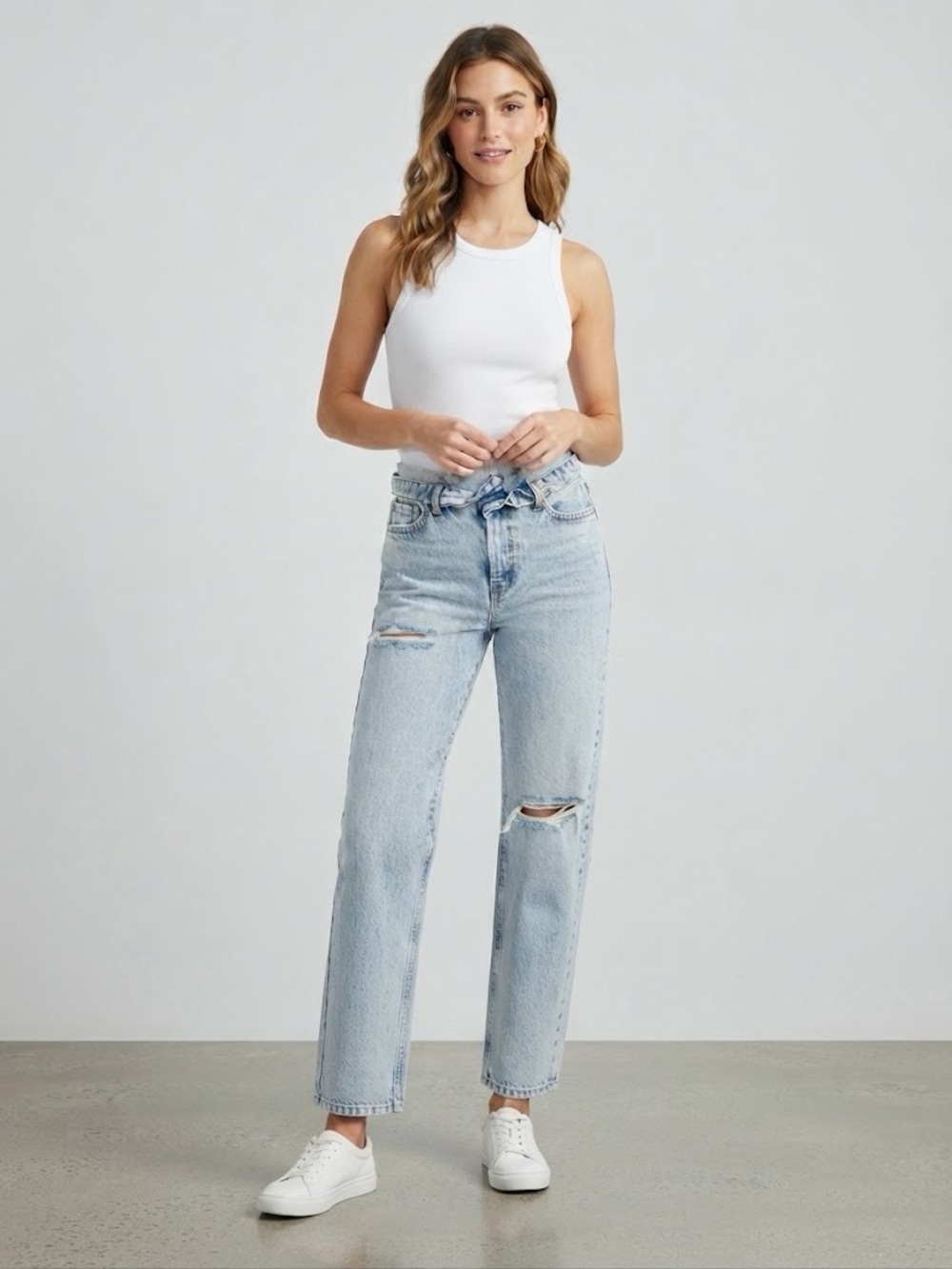 NWT Revice Mixtape 2000's Folded Down Waistband Stone Washed Cotton Jeans